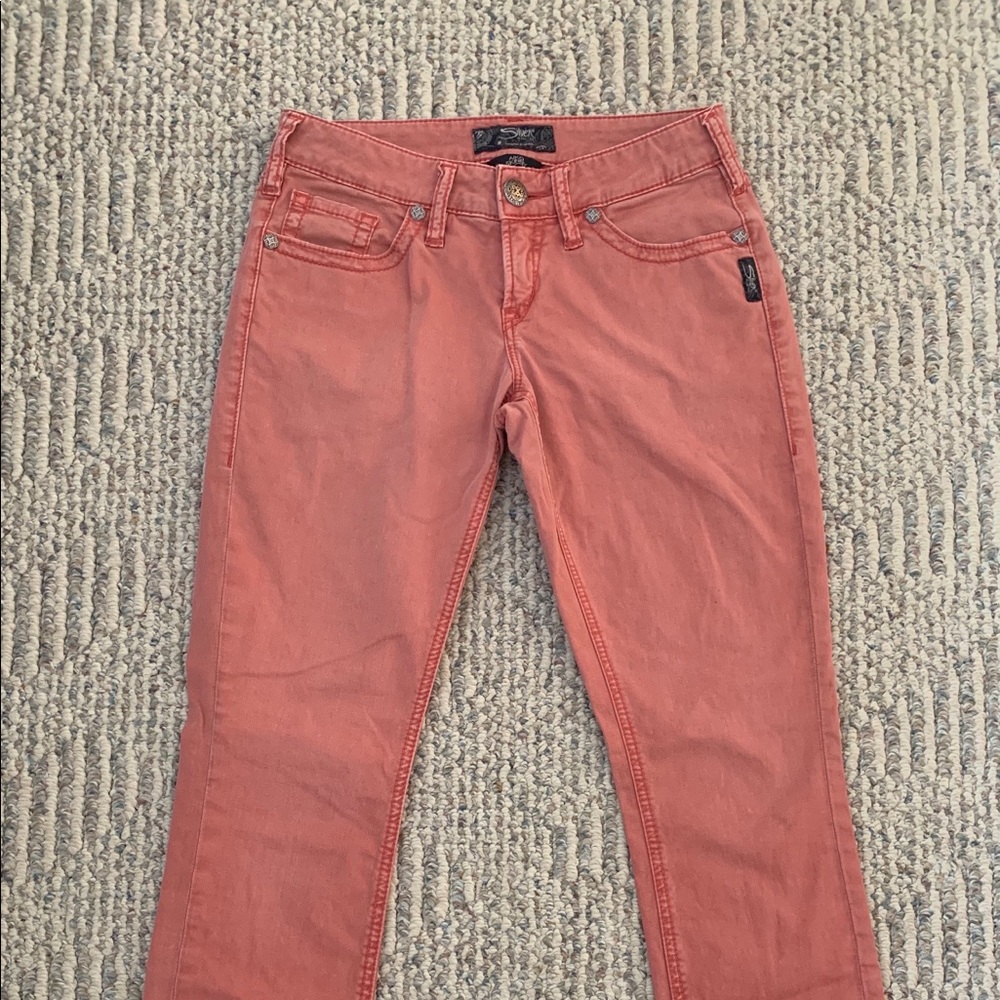 Aiko Skinny Silver Jeans Peach